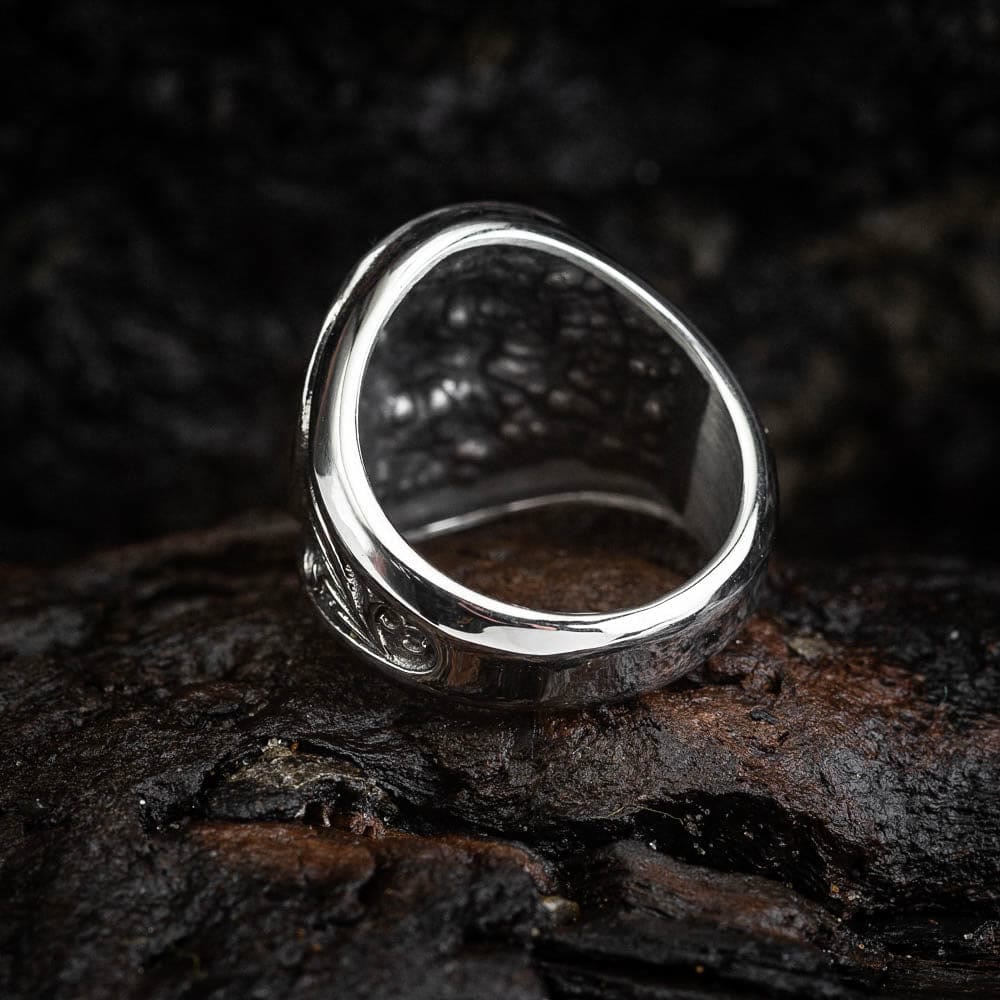 WorldNorse Viking Warrior Wolves Pattern Emboss Ring - image 2