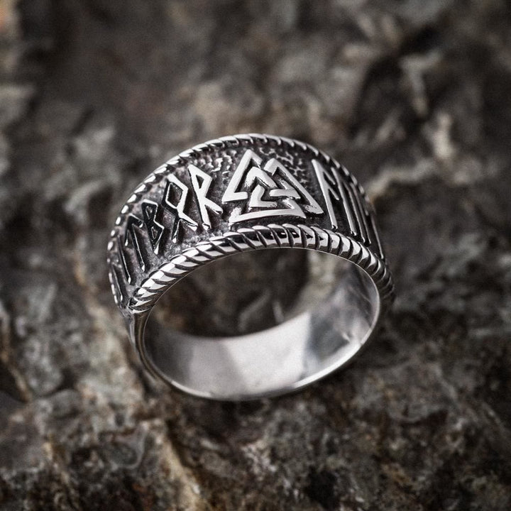WorldNorse Classic Totem Valknut And Viking Rune Ring - AU Size Y (US 12) - image 0