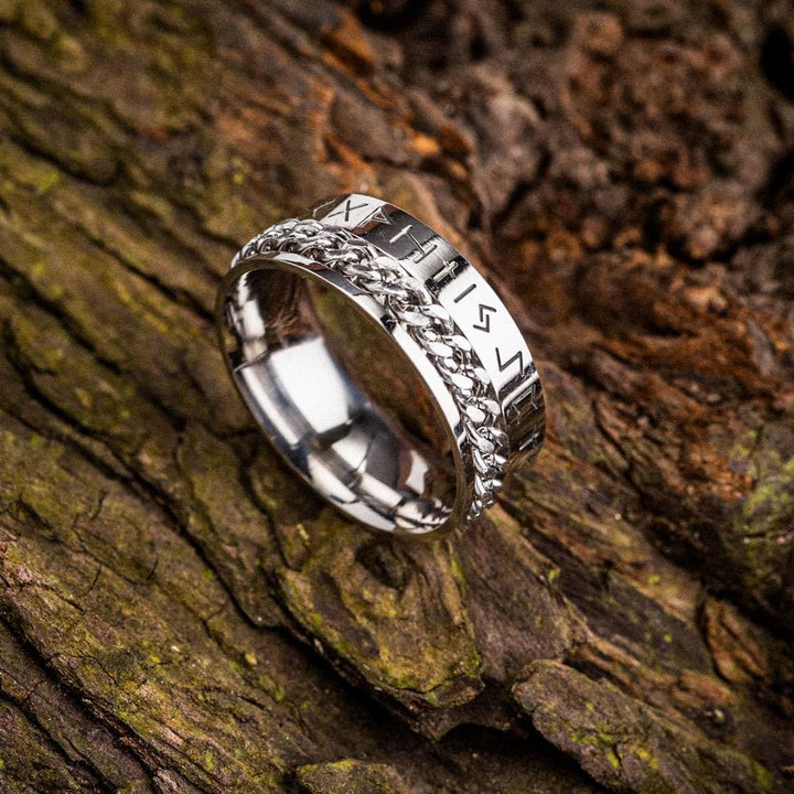 WorldNorse Viking Runes Chain Stainless Steel Spinner Ring  - image 2