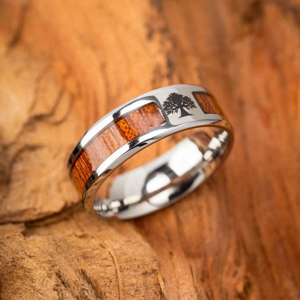 WorldNorse Stainless Steel Yggdrasil And Wood Inlay Ring - image 8