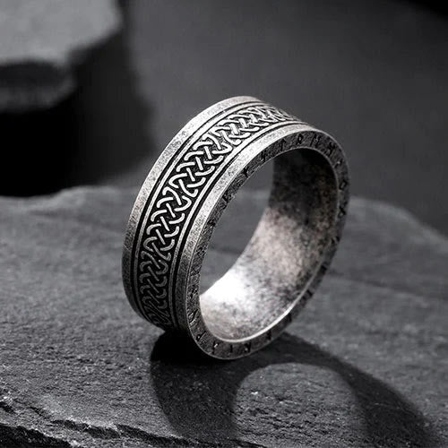 WorldNorse Odin Celtic Knot Rune Stainless Steel Ring - Silver - AU Size Z (US 13) - image 0