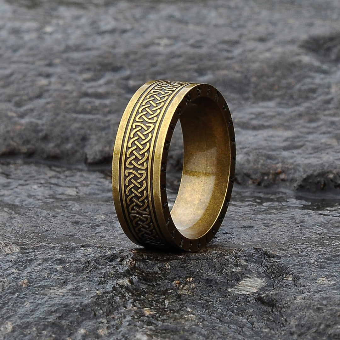 WorldNorse Odin Celtic Knot Rune Stainless Steel Ring - Gold - AU Size Z (US 13) - image 14