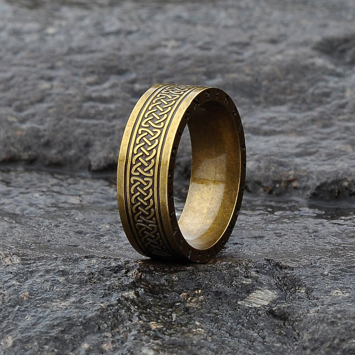 WorldNorse Odin Celtic Knot Rune Stainless Steel Ring - Gold - AU Size Z (US 13) - image 14