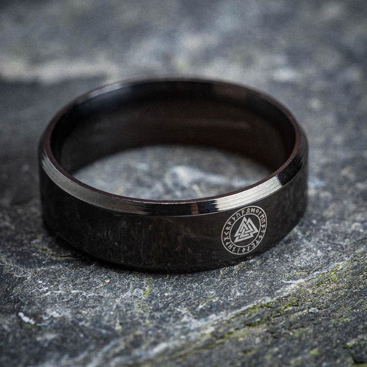 WorldNorse Vintage Valknut Black Stainless Steel Ring - AU Size Z (US 13) - image 0