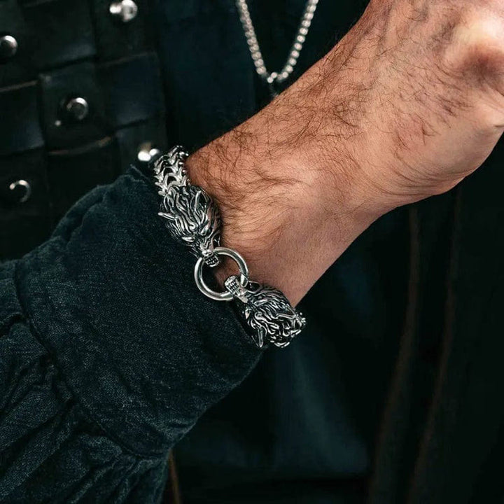 WorldNorse Wolf Head Viking Titanium Steel Strengthen Bracelet - image 3