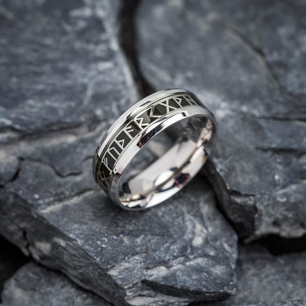 WorldNorse Norse Elder Futhark Rune Ring - Silver - AU Size Z (US 13) - image 0