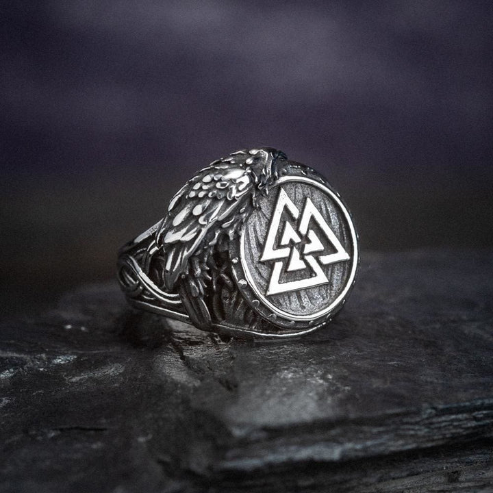 WorldNorse Men's Viking Raven And Valknut Ring - image 4