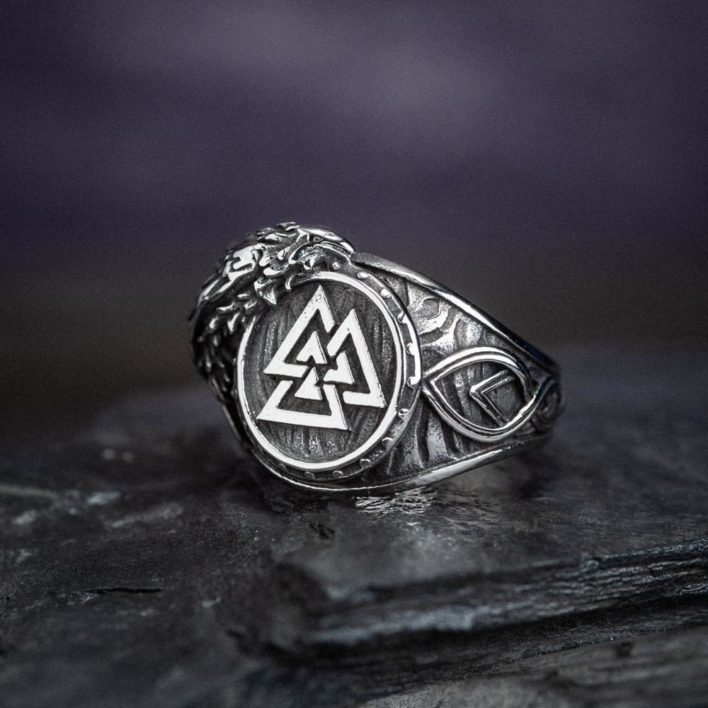 WorldNorse Men's Viking Raven And Valknut Ring - AU Size Z (US 13) - image 0