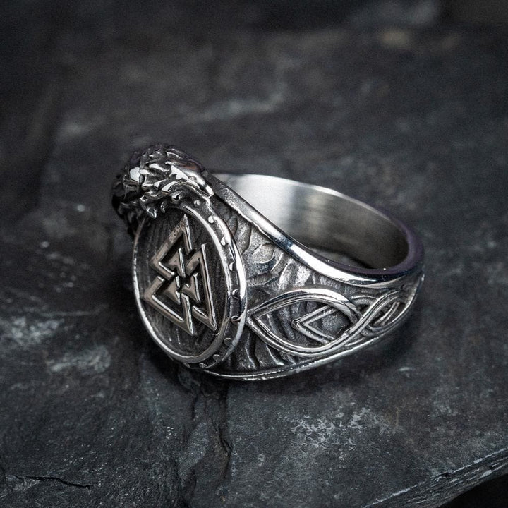 WorldNorse Men's Viking Raven And Valknut Ring - image 3
