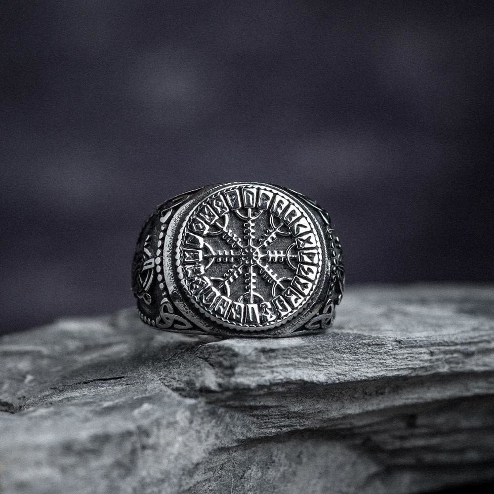 WorldNorse Helm Of Awe Rune And Triquetra Amulet Ring - image 3