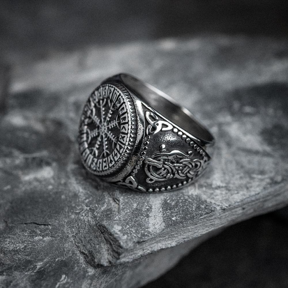 WorldNorse Helm Of Awe Rune And Triquetra Amulet Ring - image 2