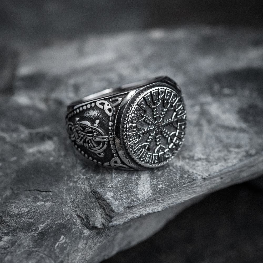 WorldNorse Helm Of Awe Rune And Triquetra Amulet Ring - AU Size Z (US 13) - image 0