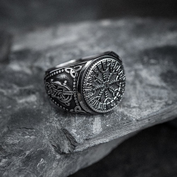 WorldNorse Helm Of Awe Rune And Triquetra Amulet Ring - AU Size Z (US 13) - image 0