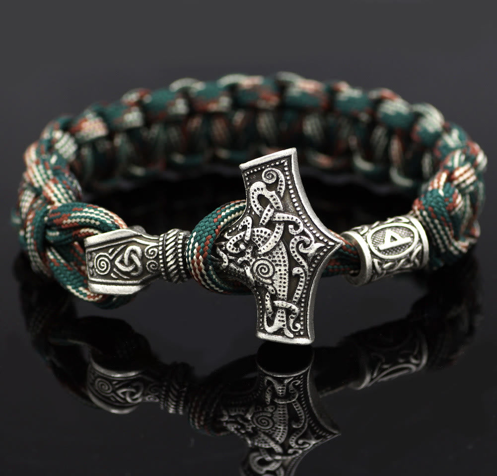 WorldNorse Thor's Hammer Braided Rope Viking Mjolnir Bracelet - Style# OP - image 21