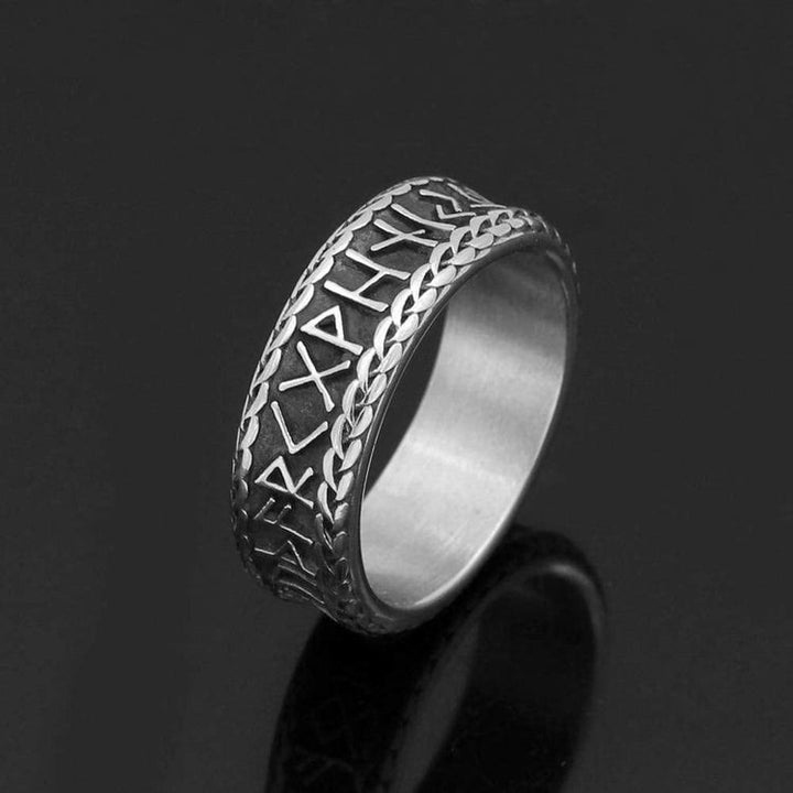 WorldNorse Antique Viking Rune and Knot Ring in Stainless Steel - image 4