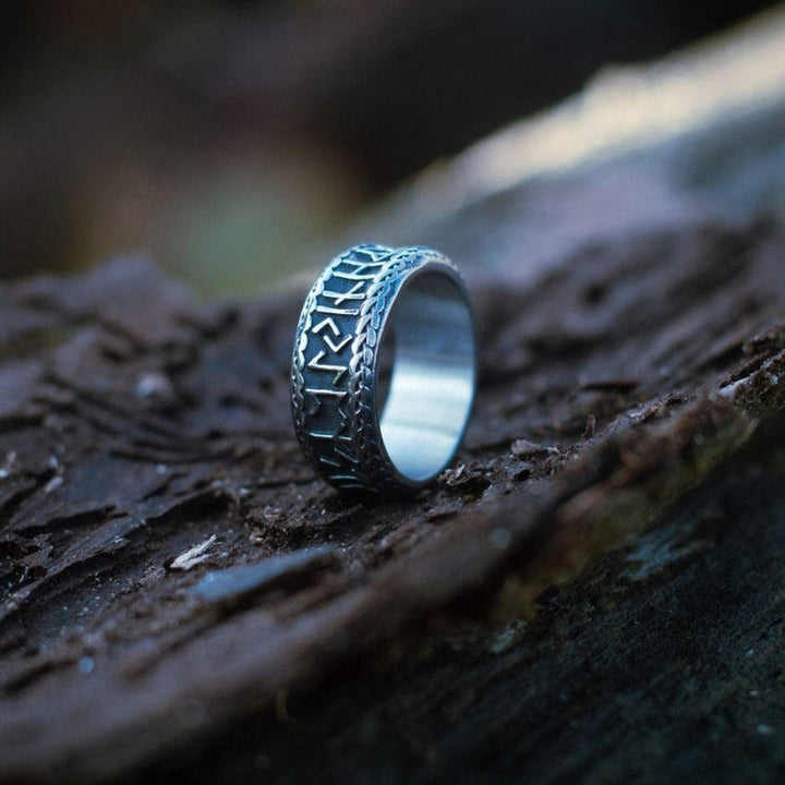 WorldNorse Antique Viking Rune and Knot Ring in Stainless Steel - AU Size Z (US 13) - image 0