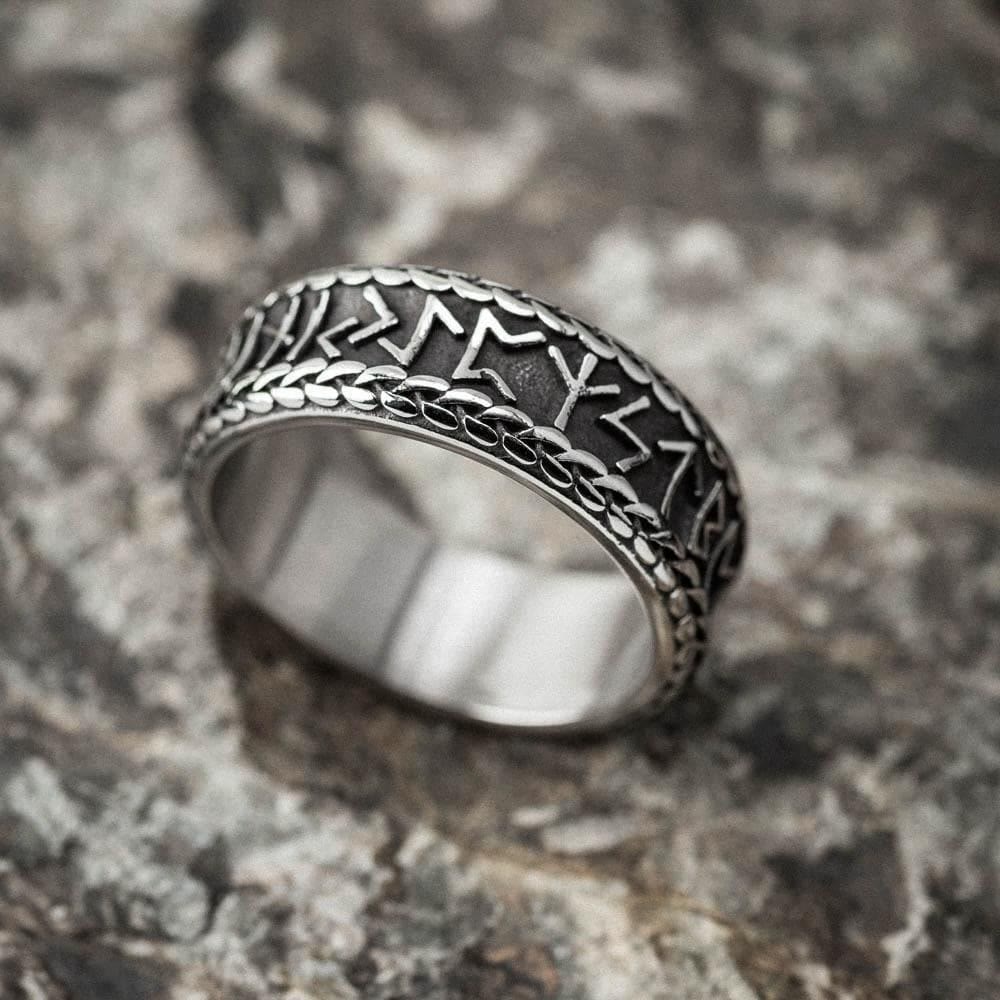 WorldNorse Antique Viking Rune and Knot Ring in Stainless Steel - image 8