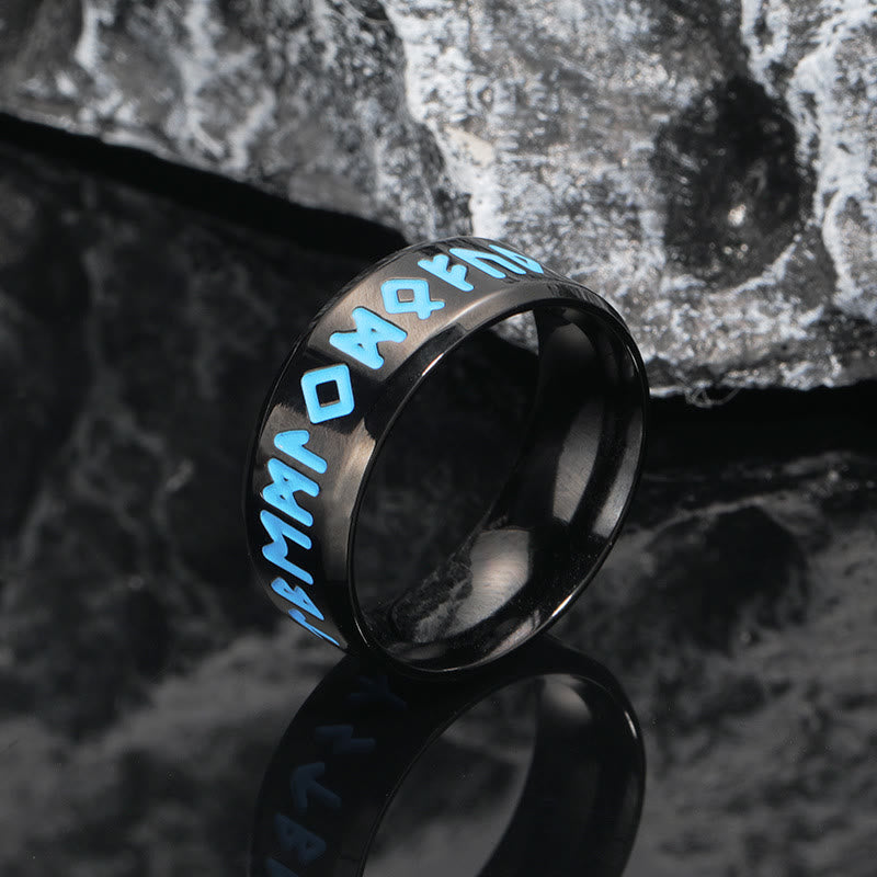 WorldNorse Inner Arc Mirror Etching Nordic Rune Ring - Black - AU Size Z (US 13) - image 1