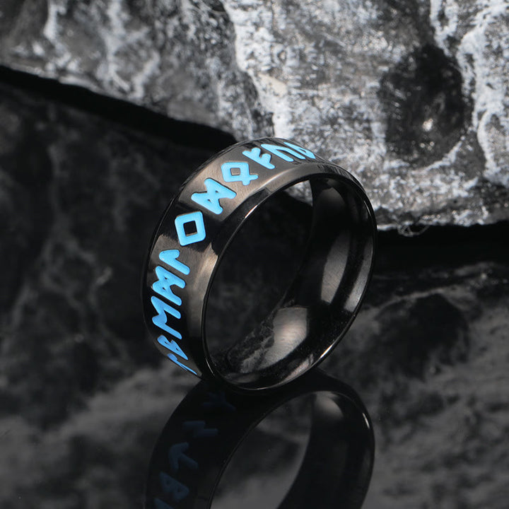 WorldNorse Inner Arc Mirror Etching Nordic Rune Ring - Black - AU Size Z (US 13) - image 1