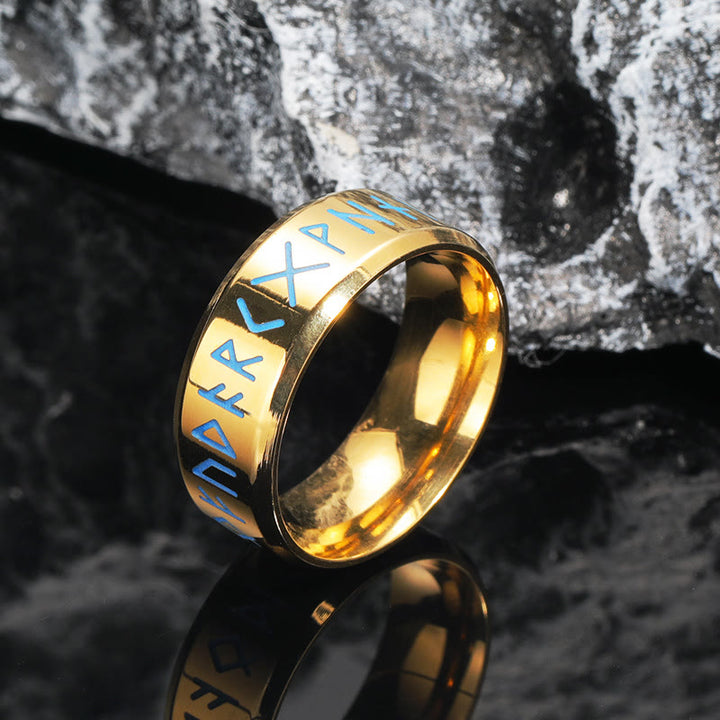 WorldNorse Inner Arc Mirror Etching Nordic Rune Ring - Gold - AU Size Z (US 13) - image 2