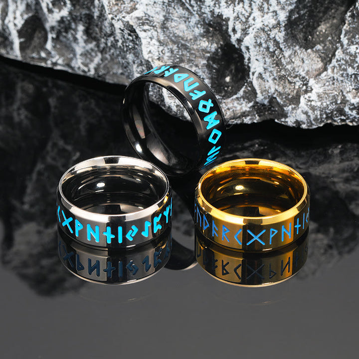 WorldNorse Inner Arc Mirror Etching Nordic Rune Ring - image 0