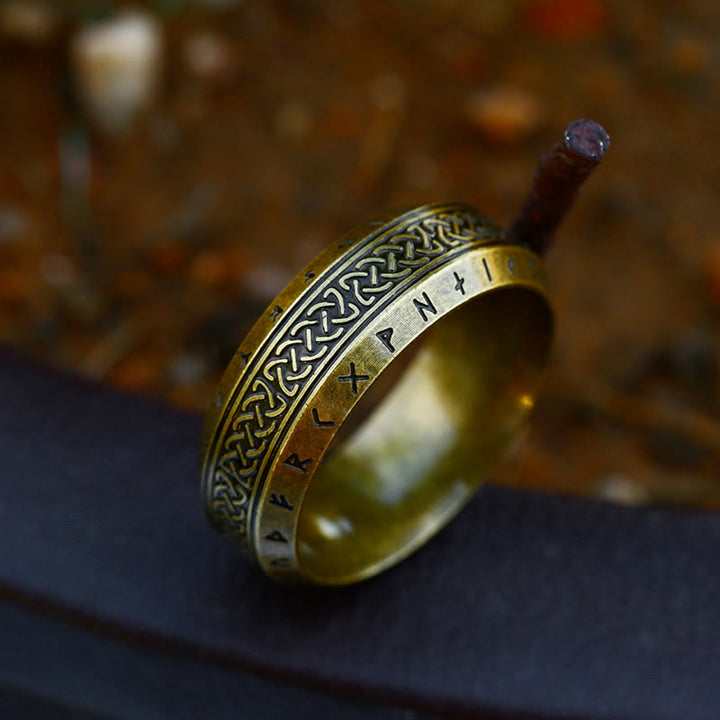 WorldNorse "War God" - Rune Norse Engraved Words Viking Ring - Gold - AU Size Z (US 13) - image 4