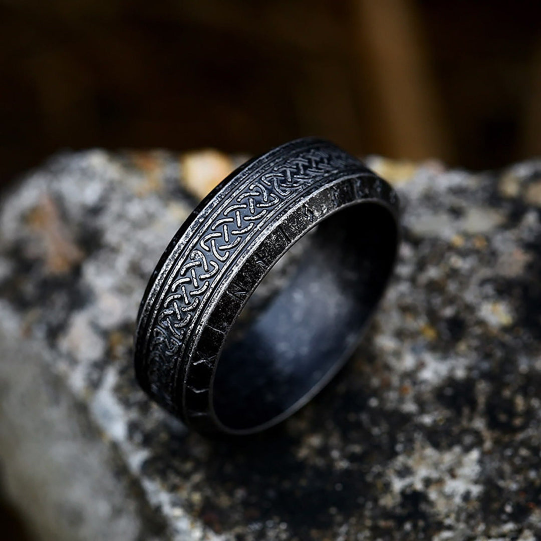 WorldNorse "War God" - Rune Norse Engraved Words Viking Ring - Retro Black - AU Size Z (US 13) - image 2
