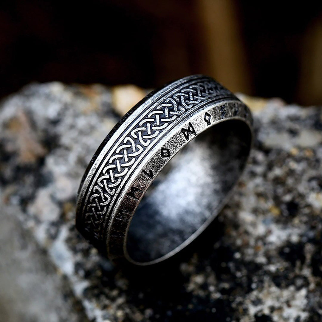 WorldNorse "War God" - Rune Norse Engraved Words Viking Ring - Silver - AU Size Z (US 13) - image 1