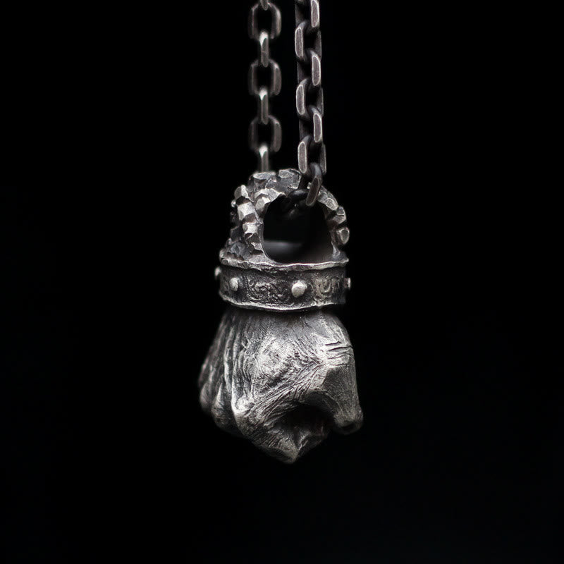 WorldNorse Powerful Fist of Fate Hammering Gesture Necklace - Retro Silver - image 6