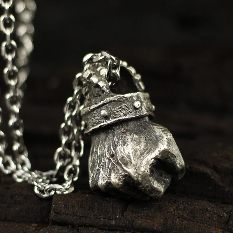 WorldNorse Powerful Fist of Fate Hammering Gesture Necklace - Retro Gold - image 0