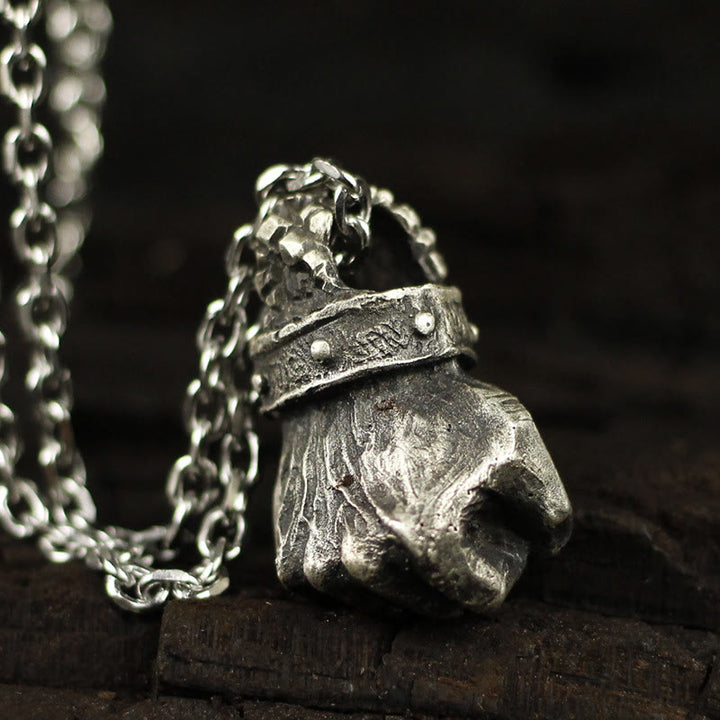 WorldNorse Powerful Fist of Fate Hammering Gesture Necklace - Retro Gold - image 0