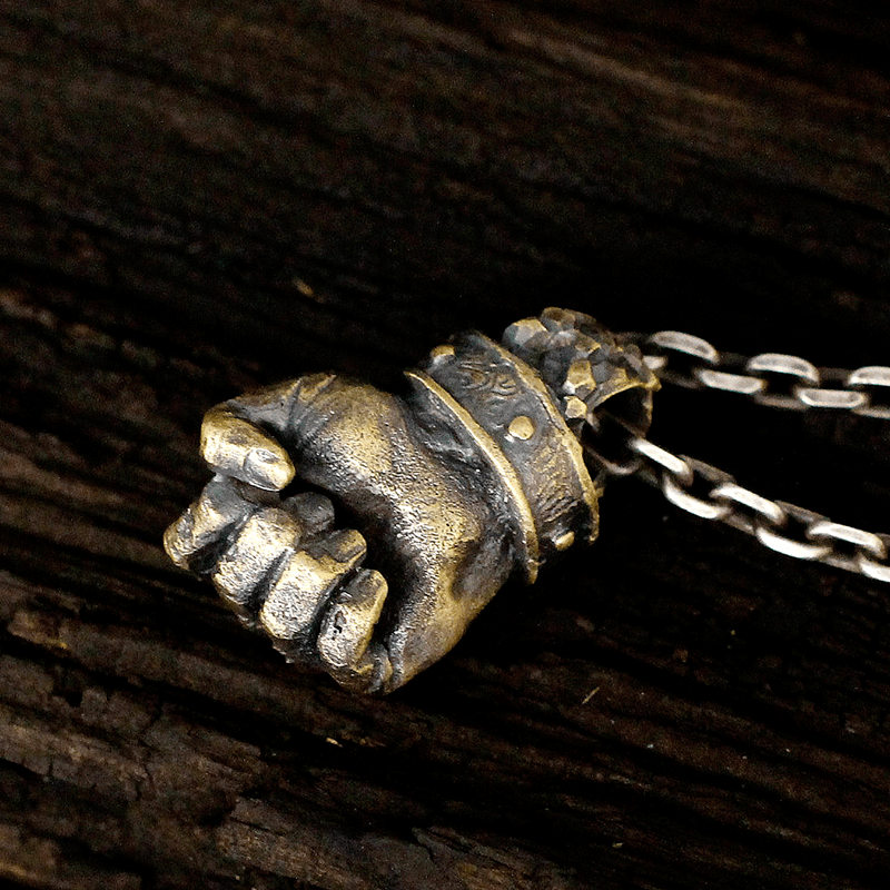 WorldNorse Powerful Fist of Fate Hammering Gesture Necklace
