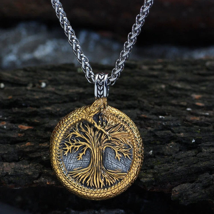WorldNorse Tree Of Life With Jormungandr Necklace - Gold - image 0