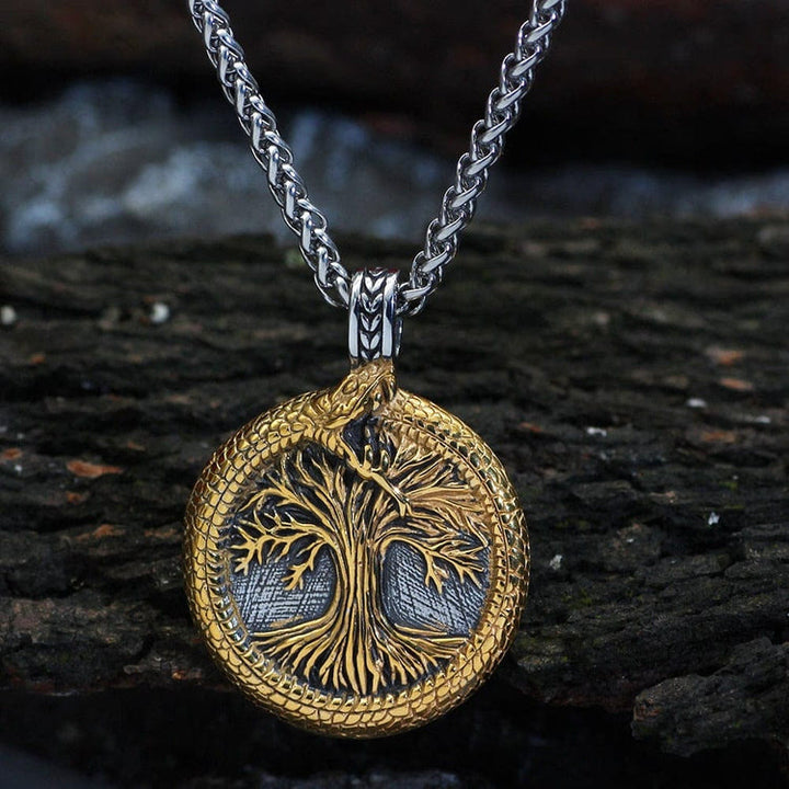 WorldNorse Tree Of Life With Jormungandr Necklace - Gold - image 0