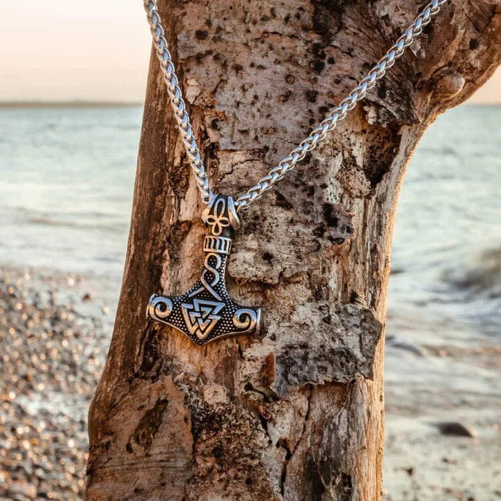 WorldNorse Viking Thor Mjolnir And Valknut Necklace