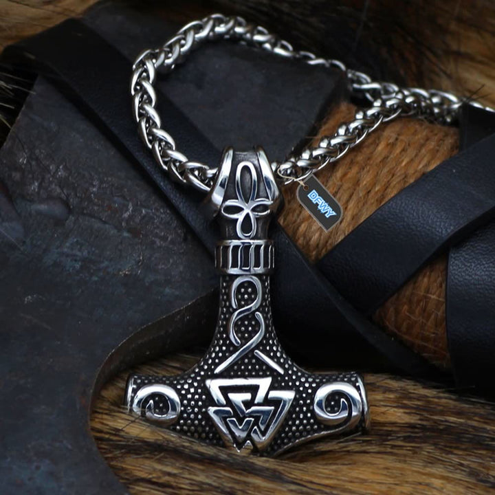 WorldNorse Viking Thor Mjolnir And Valknut Necklace
