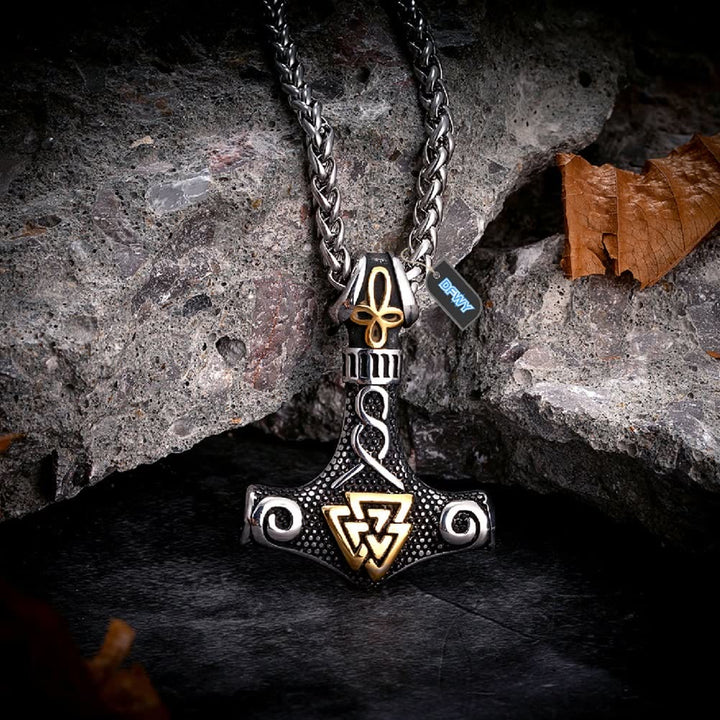 WorldNorse Viking Thor Mjolnir And Valknut Necklace