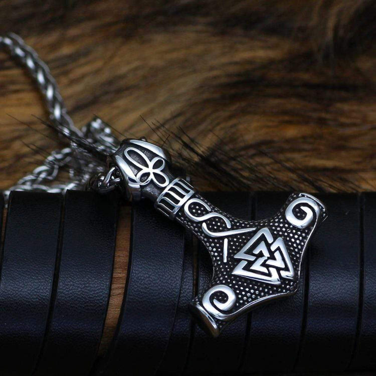 WorldNorse Viking Thor Mjolnir And Valknut Necklace