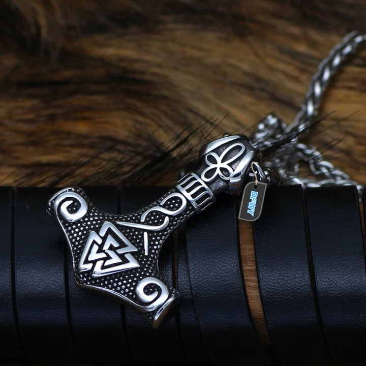 WorldNorse Viking Thor Mjolnir And Valknut Necklace