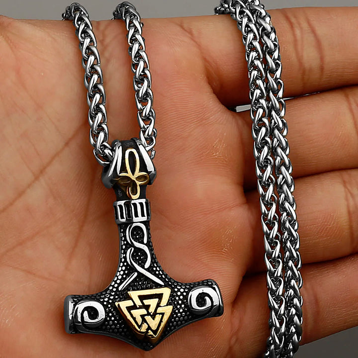 WorldNorse Viking Thor Mjolnir And Valknut Necklace