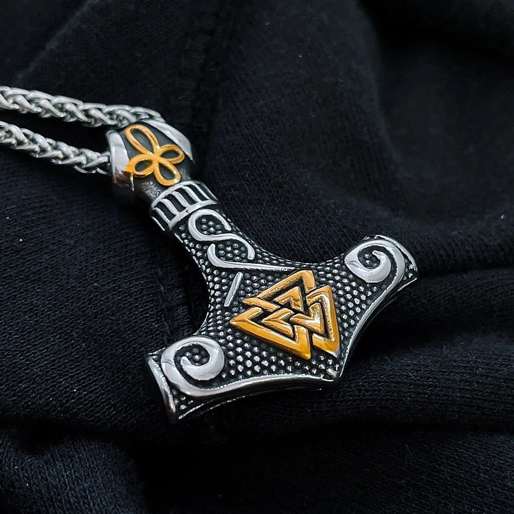 WorldNorse Viking Thor Mjolnir And Valknut Necklace