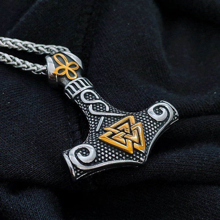 WorldNorse Viking Thor Mjolnir And Valknut Necklace