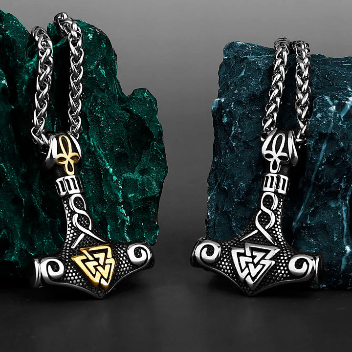 WorldNorse Viking Thor Mjolnir And Valknut Necklace