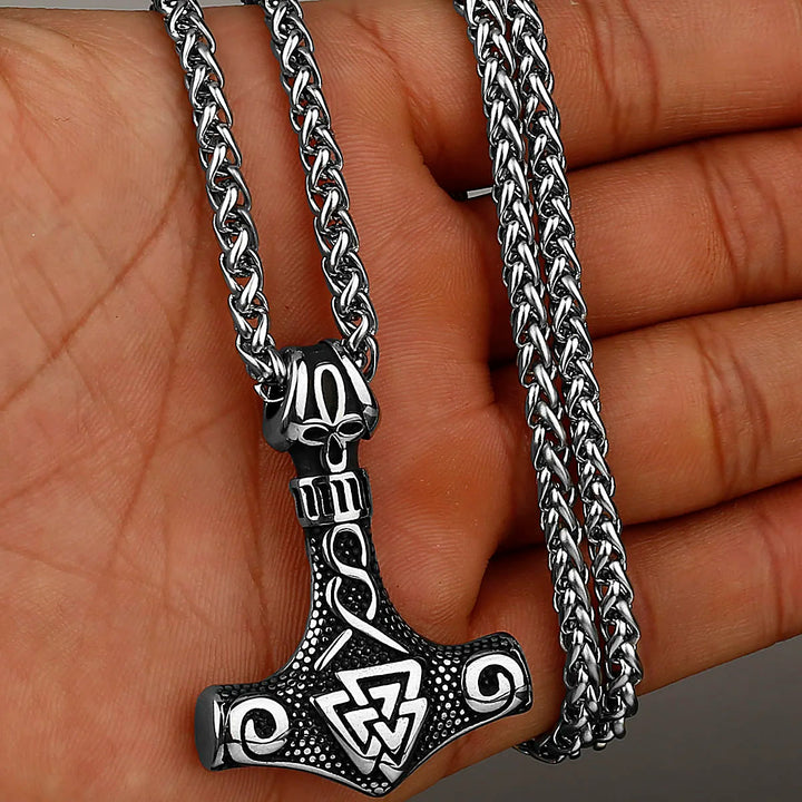 WorldNorse Viking Thor Mjolnir And Valknut Necklace