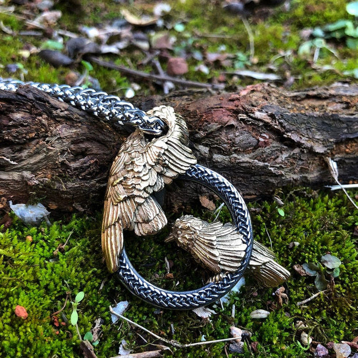 WorldNorse Handmade Odin's Ravens Huginn and Muninn Necklace - image 1