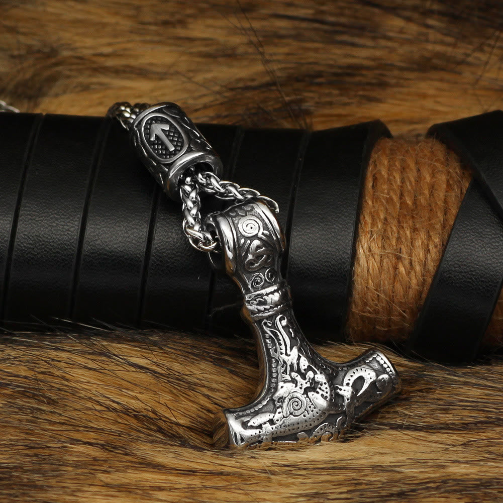 WorldNorse Viking Mjolnir Thor’s Hammer Necklace - Silver - image 2