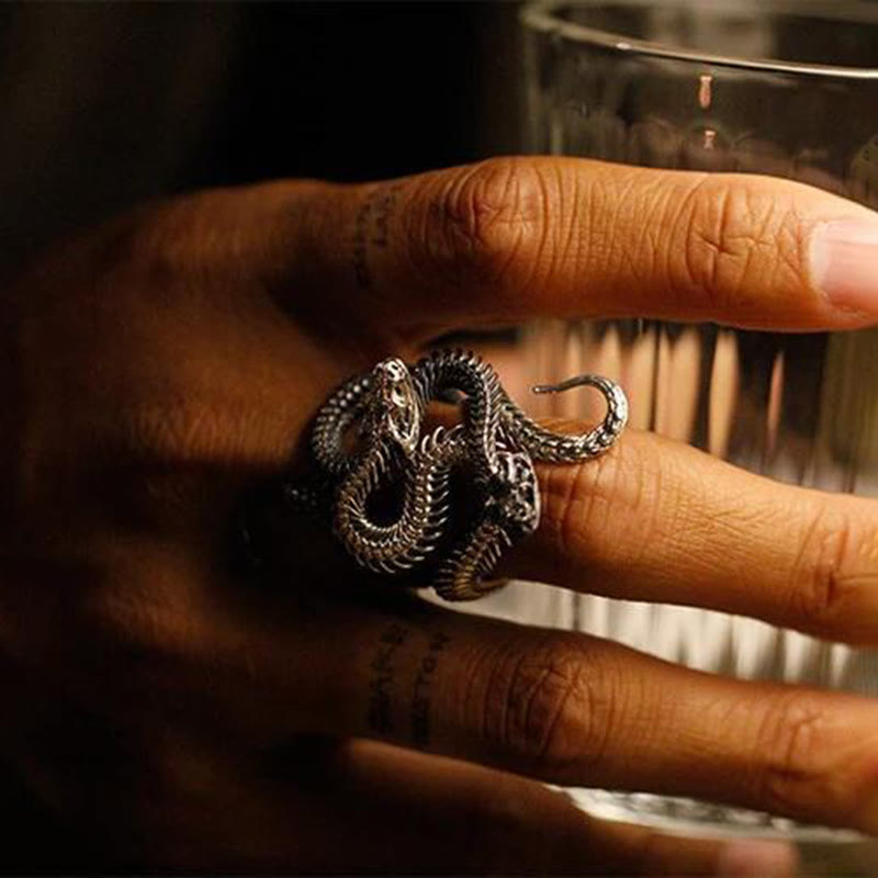 WorldNorse Vintage Snake Shape Winding Adjustable Ring - image 2