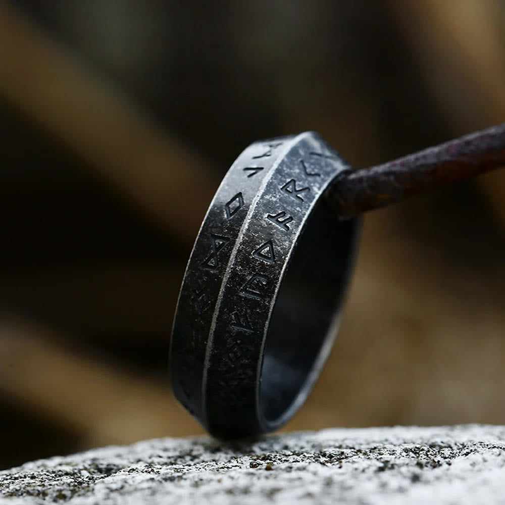 WorldNorse Vintage Viking Rune Retro Silver Black Ring - Retro Black - AU Size Z（US 13） - image 2