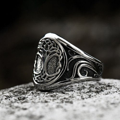 WorldNorse Vintage Yggdrasil Tree Of Life Stainless Steel Ring - image 2