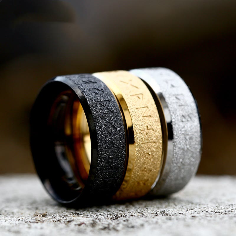 WorldNorse Viking Rune Frosted Face Tricolor Ring - image 5